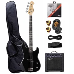 Electric Bass Guitar and Amplifier Starter Pack - Black