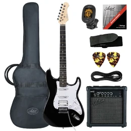 Artist AS1 ST-Style HSS Electric Guitar with 10W Amplifier - Black