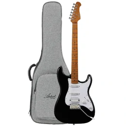 Artist AS20 Electric Guitar with HSS Pickups and Premium Gig Bag - Black