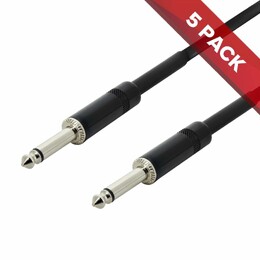 5x Pack of SWAMP Black Generic 1/4" Mono Jack Guitar Lead  - 5m