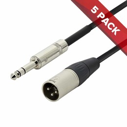 5x Pack of SWAMP Balanced XLR(m) - 1/4" TRS Line Level Cable  - 3m