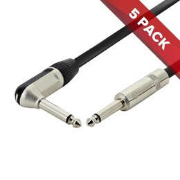 5x Pack of Stage Series Guitar Lead - Single Right-Angle Jack  - 40cm