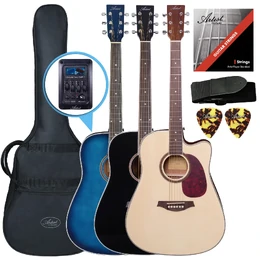 Steel String Acoustic Guitar - Tuner & Pickup - Dreadnought