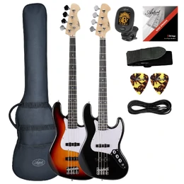 Artist AJB Jazz Style Electric Bass Guitar with Accessories