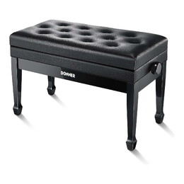 Donner Duet Adjustable Height Two-Seater Piano Bench - Black