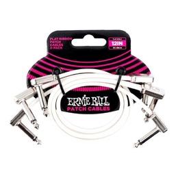 Ernie Ball Flat Ribbon 3-Pack Patch Cables - White - 12"