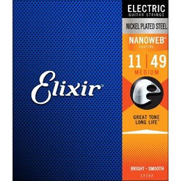 Elixir 12102 Nanoweb Electric Guitar Strings - Medium Gauge - 11-49