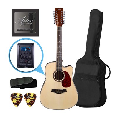 Artist LSP12CEQNT Beginner 12 String Acoustic Guitar Pack with EQ