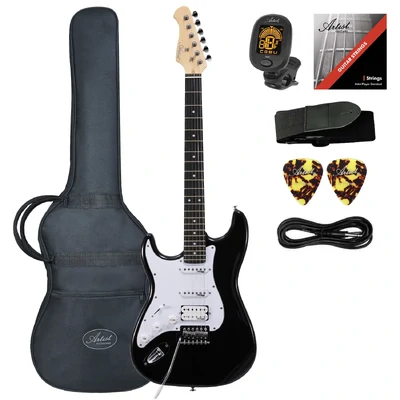 Artist AS1 Left Handed ST Style HSS Electric Guitar - Black