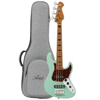 Artist AJ12 1/2 Size Bass Guitar with Premium Gig Bag - Vintage Green