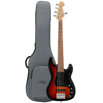 Artist APJ5A Active/Passive Jazz Style Bass Guitar w/ Premium Gig Bag - Sunburst