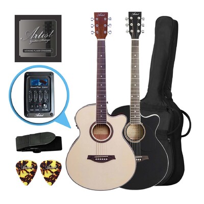 Steel String Acoustic Electric Guitar - Pickup & Tuner - Small Body