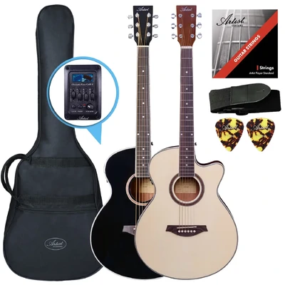 Steel String Acoustic Electric Guitar - Pickup & Tuner - Small Body