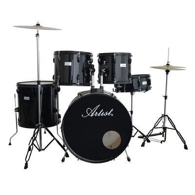Standard 5 Piece Rock Drum Kit + Cymbals, Hardware and Stool