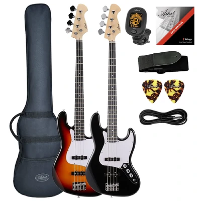 Artist AJB Jazz Style Electric Bass Guitar with Accessories