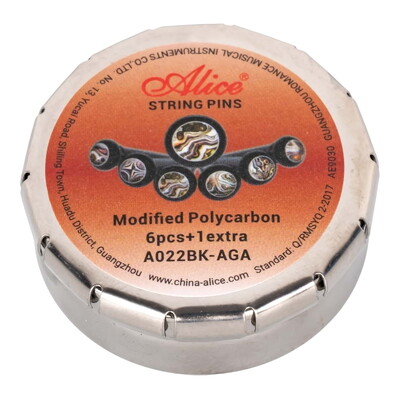 Alice A022BK-AGA 7x Acoustic Guitar Bridge Pins - Black with Agate Pattern