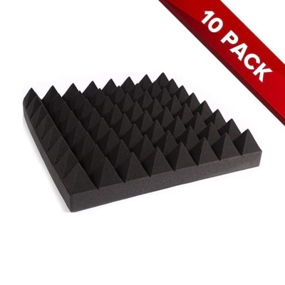 10x Sheets of Broadband Studio Acoustic Foam - 95mm Pyramid