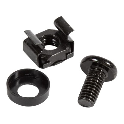 Rack Mount 3-Piece Rack Screw / Bolt and Cage Nut Set - Black - For 19" Racks