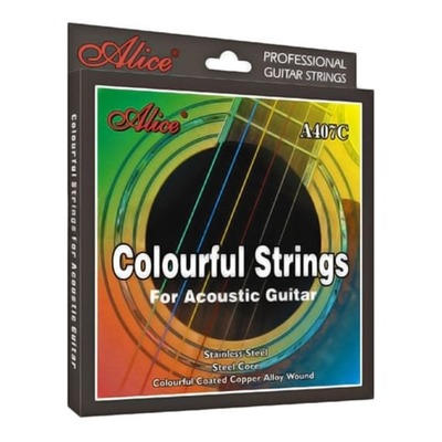 Alice Multi-Coloured Acoustic Guitar Steel Strings 11-52