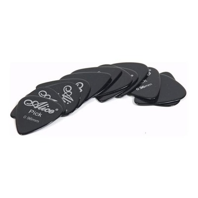 12x Alice Guitar Picks - Black - 0.96mm