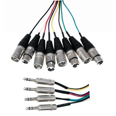 SWAMP Premium Insert Snake - 4 way 1/4" TRS to XLR (m and f) - 3m