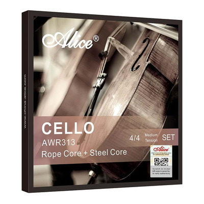 Alice AWR313 4/4 Cello String Set - Rope Core and Steel Core