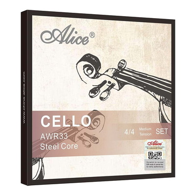 Alice AWR33 4/4 Cello String Set - High-Carbon Steel Core