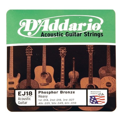 D'Addario EJ18 Phosphor Bronze Acoustic Steel Guitar Strings 14-59