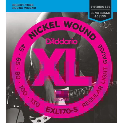 D'Addario EXL170-5 Electric 5-string Bass Guitar Strings 45-130