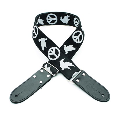DSL JAC20 Jacquard Weaving Guitar Strap - Peace Black