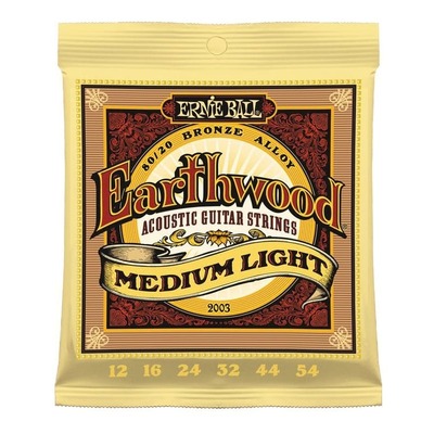 Ernie Ball 2003 Earthwood Med Light Acoustic Guitar Strings 80/20 Bronze 12-54