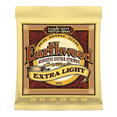 Ernie Ball 2006 Earthwood Ex Light Acoustic Guitar Strings 80/20 Bronze 10-50