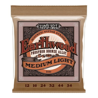 Ernie Ball 2146 Earthwood Medium Light Guitar Strings Phosphor Bronze 12 - 54