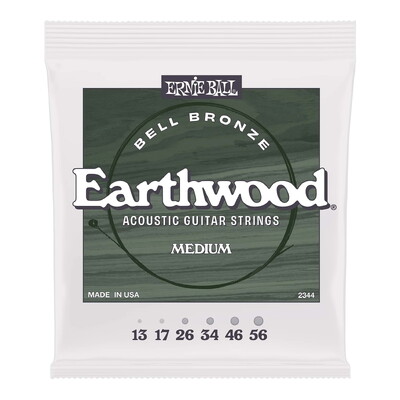 Ernie Ball 2344 Earthwood Bell Medium Acoustic Guitar Strings Bronze 13-56