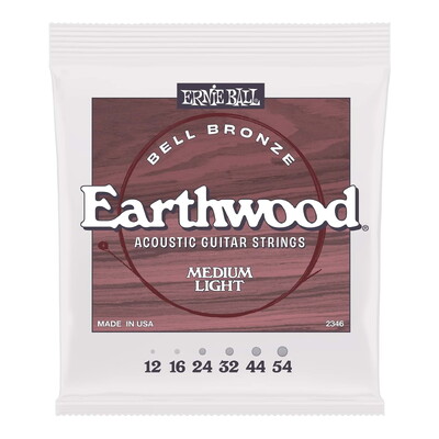 Ernie Ball 2346 Earthwood Bell Medium Light Acoustic Guitar Strings Bronze 12-54