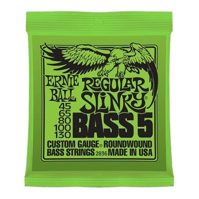 Ernie Ball 2836 Regular Slinky 5-String Bass Guitar Strings 45-130