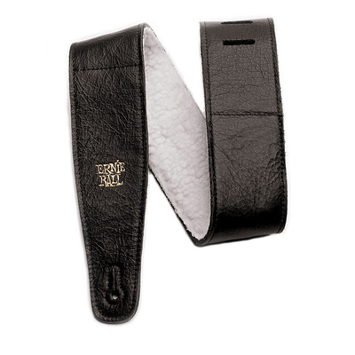 Ernie Ball 4137 2.5" Adjustable Italian Leather w/ Fur Pad Guitar Strap - Black