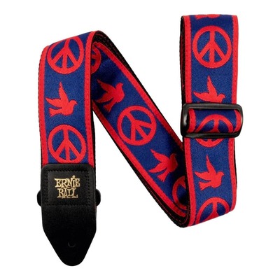 Ernie Ball 4698 Jacquard Guitar Strap - Red and Blue Peace Love Dove