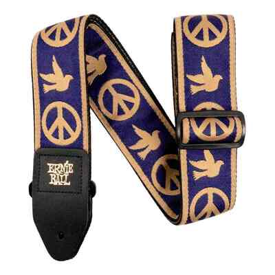 Ernie Ball 4699 Jacquard Guitar Strap - Navy Blue and Beige Peace Love Dove