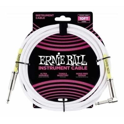 Ernie Ball 6049 10' Straight/Angle Instrument Cable - White