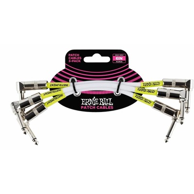 Ernie Ball 6051 6" Angle/Angle Patch Cable 3-Pack - White