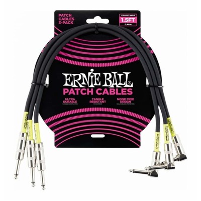 Ernie Ball 6076 1.5' Straight / Angle Patch Cable 3-Pack Black