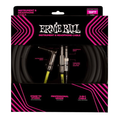 Ernie Ball 18ft Instrument and Headphone Combination Cable