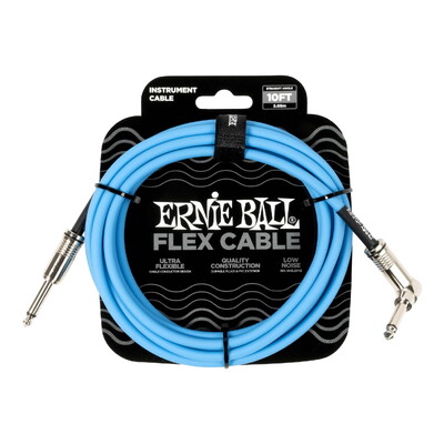 Ernie Ball 6464 Flex Instrument Cable Straight/Angle 10ft - Blue