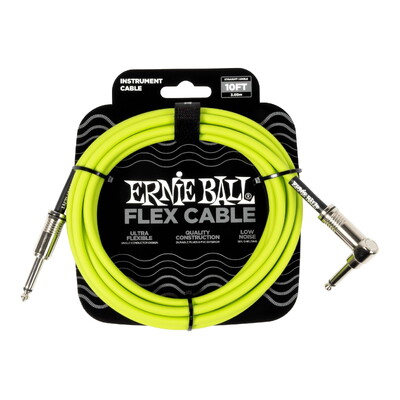 Ernie Ball 6465 Flex Instrument Cable Straight/Angle 10ft - Green