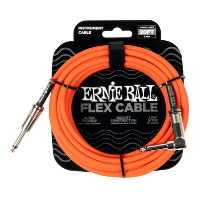 Ernie Ball 6467 Flex Instrument Cable Straight/Angle 20ft - Orange