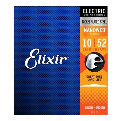 Elixir 12077 Nanoweb Electric Guitar Strings - Light-Heavy Gauge 10-52