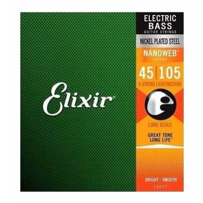 Elixir 14077 Nanoweb Electric Bass Strings - Light-Medium Long Scale 45-105
