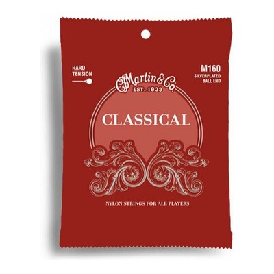 Martin M160 Classical Nylon, Silver Ball End Guitar String Set 28-43 