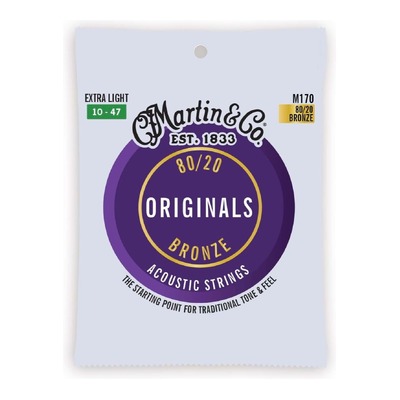 Martin M170 80/20 Bronze The Originals Acoustic Guitar Strings Extra Light 10-47